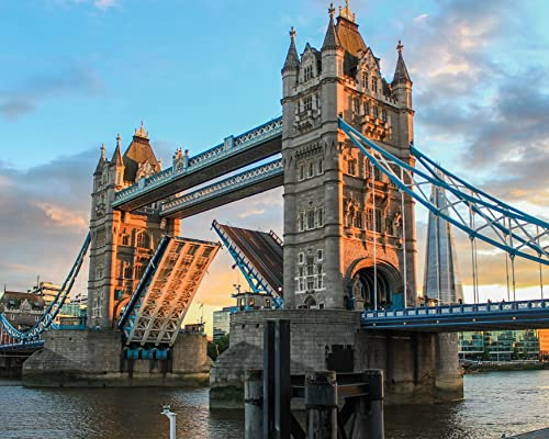 5D Diamond Painting Sets für Erwachsene Tower Bridge London Eve Abend Atmosphäre Sonnenuntergang Diy Malerei für Home Wall Decor Geschenk Volldiamant 30x40cm