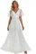 Ever-Pretty Robe de Mariée Pas Cher Paillettes et Tulle A Line Col V Manches Courtes Blanc 40