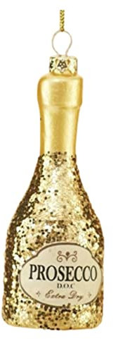 Christmas Hanging Decoration Drink Bottle Shaped Baubles Home Decor Baubles NEW (PROSECCO GOLD)