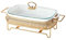 XQKXHZ White Ceramics Chafing Dish with Fuel Holder And Glass Viewing Cover, Buffet Warmers Chafer for Catering, Professional Chaffing Server Set for Buffet Weddings, Parties, Banquets, Christmas,A,S