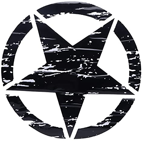 Dioche Film 19,7 Zoll Karosserieaufkleber Schwarzer Stern Dekoration für F150 Wrangler Rubicon Jk Cj Tj Yj