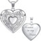 Farfume Heart Locket Necklace for Women, Engraved Text Hold Two Photos Necklace, Personalised Photo Jewellery Gifts for Family& Friends(1A Floral-Silver)