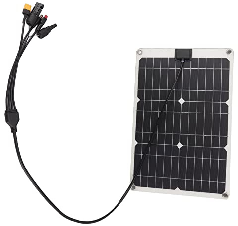 Panel Solar 50W Monocristalino Portátil con 4 Conectores y Salida 18V, Cargador Solar de Alta Eficiencia para Exteriores y Viajes