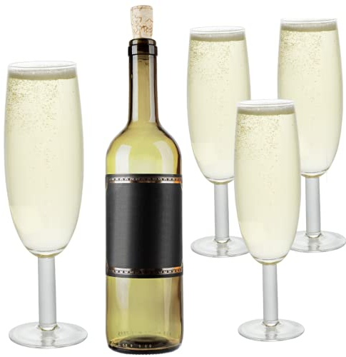 Extra große riesige Champagnerflöten-Gläser, 4 Stück – 758 ml pro Glas – jede fasst ca. eine volle Flasche Champagner, Getränkegeschirr kann Wein, lustige Glaswaren für Feiern, Partys