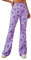 EVELUST 70er Jahre Schlaghose Für Damen – Boho 60er Hose Hippie Blumen High Waist Outfit Disco Kostüm Yogahose Leggings(Purple, M, 1050w)