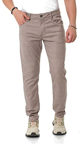 Cipo & Baxx Herren Leinenhose Jeans Denim Gestreift Freizeithose Baumwolle CD841 Beige W36 L32