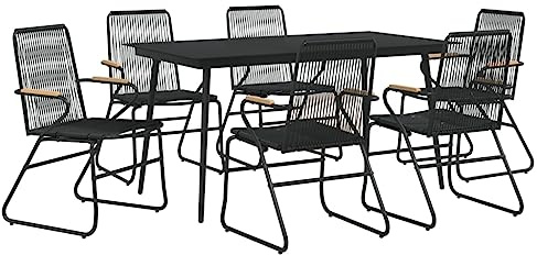 vidaXL 7-TLG. Garten-Essgruppe Schwarz PVC-Rattan