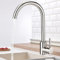 Virklyee Grifos para fregadero Grifo de cocina de una sola palanca, Grifo de Cocina para Acero Inoxidable, giratorio 360, para Agua Caliente y Fría, En forma de C (Plata)
