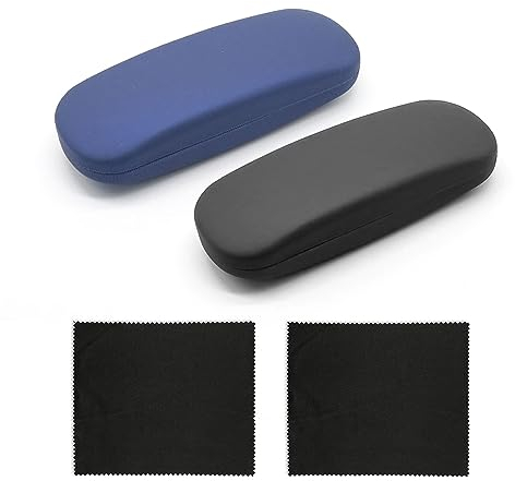 ATBUSS 2 custodie per occhiali monocolore, 2 panni per occhiali, unisex, custodia per occhiali da sole, custodia per occhiali da sole, custodia rigida per occhiali, Nero , 20*15*1cm