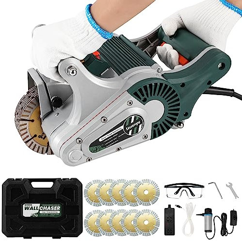 Huanyu Electric Wall Chaser 1 time Molding Wall Groove Cutting Machine Infrared Sighting 4800W Cutting Width 40mm Depth 35mm Wall Chaser Concrete Cutter Magnesium Alloy for Cement Brick Marble 220V