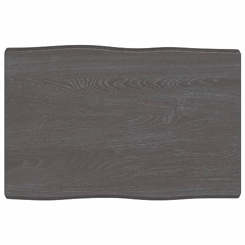 ZEYUAN Tischplatte 60x40x4 cm Massivholz Eiche Behandelt Baumkante, Arbeitsplatte, Waschtischplatte, Bürotischplatte
