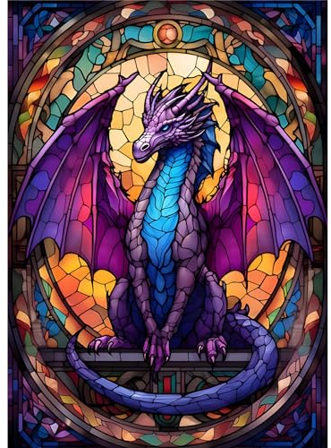 EOBROMD Dragon Diamond Painting, 5D DIY Broderie Diamant Painting Kit Complet Fantaisie, Peinture Diamant Artisanat Strass Point de Croix Painting pour Adultes Enfants, Décoration Intérieur 30x40cm