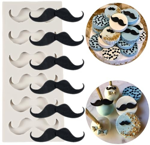 QDMOLDS Moule en silicone moustache pour fondant barbe pour décoration de gâteau sur le thème du petit homme, décoration de cupcakes, chocolat, bonbons, argile polymère