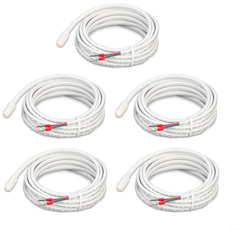 FUBESK Floor Temperature Sensor, 3 Meters Underfloor Heating Floor Probe Electric Floor Heating Thermostat Sensor Probe Accessory Floor Temperature Sensor Probe Cable (5pcs)