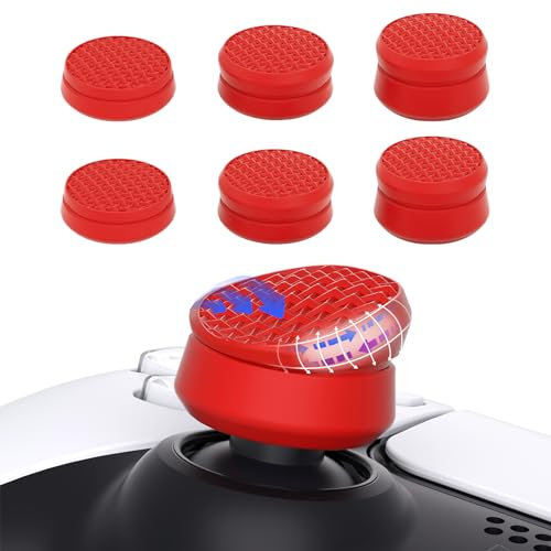 playvital 3 Alturas Tapas para Pulgar - Thumbstick Caps para ps5/4, para Xbox Core/One, para Elite Series 2, para Switch Pro, Cubiertas de Agarre, Diseño Antideslizante (Armor Versión-Rojo)