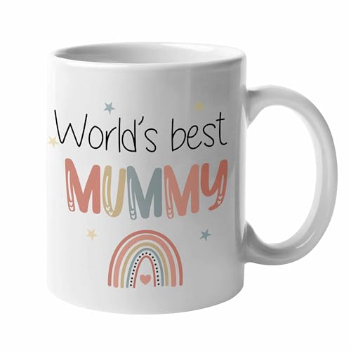 allaboutthebump World's Best Mummy Rainbow Ceramic Mug (1st Mothers Day Gift | I Love My Mum | Happy Mothers Day | First Mothers Day Mum)