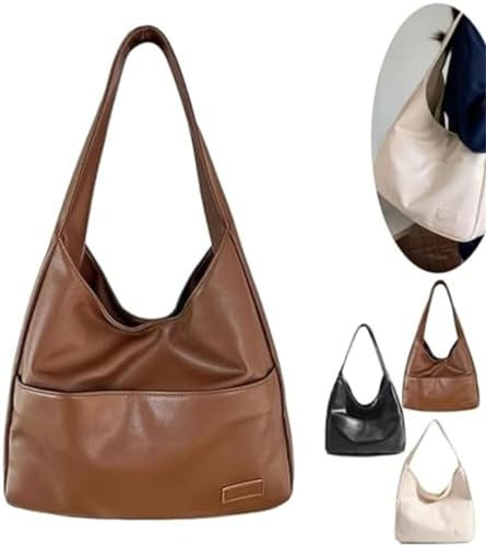 Eeiiey Ooomay Maya Umhängetasche, Ooomay Maya Tragetasche, veganes Leder, Maya-Tasche, lässig, trendig, weiche Tasche, Damen-Schultertasche, College-Tragetasche, Lederhandtasche, Arbeitstasche, braun,