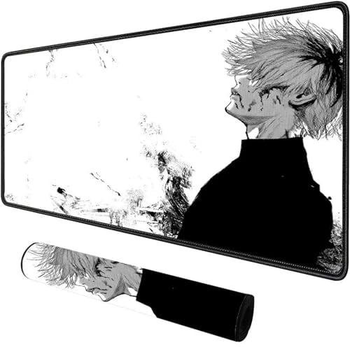 SUNYUHUI Tapis de Souris Tokyo Ghoul Noir et Blanc, Grand, 900 x 400 cm, Imperméable, Antidérapant