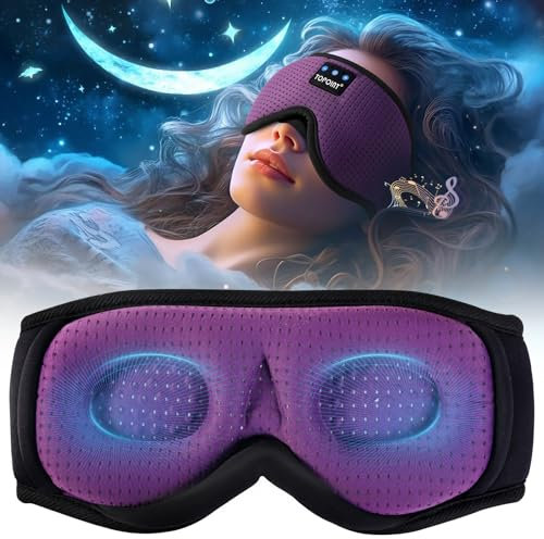 Bluetooth Sleep Mask Headphones, TOPOINT Wireless 3D Eye Mask with Bluetooth Headphones Eye Mask for Sleeping,Upgraded 200% Breathability Sleeping Headphones for Travel/Nap/Yoga/Meditation/Relaxation