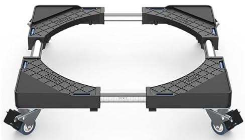 DEWEL Base de Réfrigérateur Support avec 4 roulettes Verrouillables Largeur Réglable 45-65cm, Charge 200 kg Support Électroménager pour Sèche-linge lave-vaisselle Réfrigérateur (Noir)