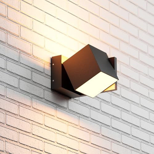 K-Bright 18W wandleuchte außen, außenleuchte wand 3000K warmes Licht Korridor Außenbalkon Garage Garten Aluminium-außenlampe Wasserdicht IP54 aussenlampe wand(Schwarz)