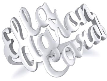 OTXIXTO Personalisierte 925er Sterlingsilber Namensringe für Frauen Roségold/Silber/Gold Ring mit Namen Personalisierter Namensring für Freundin Ehefrau Weihnachten Muttertag (3 Namensringe, Größe 67)