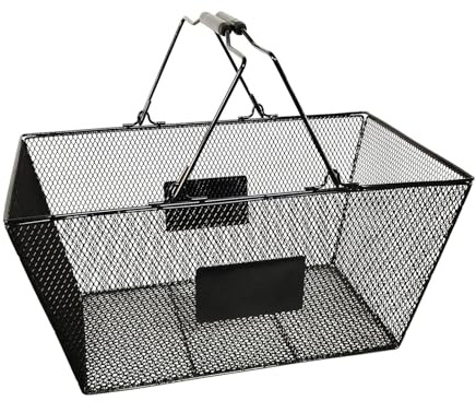 Sharplace Einkaufskorb mit Griffen, Einkaufskorb aus Draht, Stabiler Organizer, Aufbewahrungskorb für Lebensmittel, Convenience-Bar, Küche, Schwarz