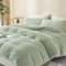 Freyamy Plüsch Bettwäsche 200x200cm Grün Flauschig Kunstfell Winterbettwäsche Warme Flanell Fleece Deckenbezug Samt Biber Cashmere Touch Bettbezug mit Reißverschluss und 2 Kissenbezug 80x80cm