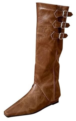 Generico Stivali Texani Camperos Western Texani Stivaletti Tacco Medio Stivali Texani Donna con Tacco Bassi Boots Equitazione Stivali Donna Indianini Stivaletto da Cowboy Cowgirl Cerniera Scarponcino