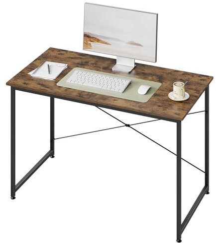 WOLTU Schreibtisch, Computertisch 120x60 cm Bürotisch, PC Tisch mit Metallgestell, Industrie-Design, für Büro Homeoffice Arbeitszimmer, aus Holzwerkstoff, Vintage-Braun