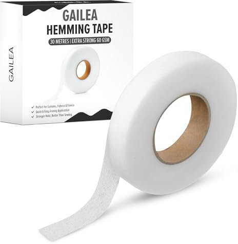 GAILEA Hemming Tape 30 Metres | Extra Strong 60GSM Iron On Wonder Web | No Sew Adhesive for Clothes, Trousers & Curtains