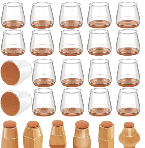 18pcs Chair Leg Floor Protectors, Silicone Chair Leg Covers, Chair Leg Caps with Wrapped Felt for Hardwood Floors Protectors, Furniture Leg Protectors Cap (Fit:13-23mm)