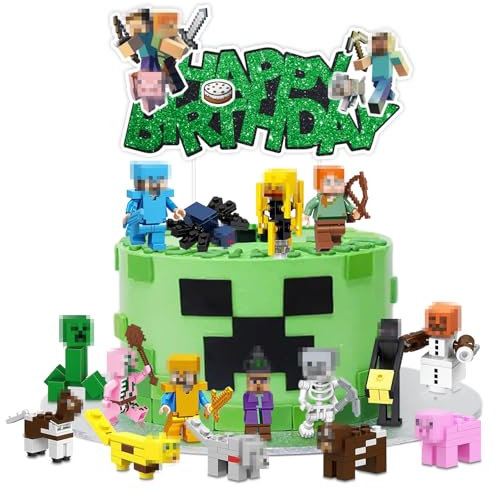 17 Stück Pixe Mini Figuren Set Nicht Essbare Junge, Pixe Figuren Tortendeko, Cartoon Mini Tortenfiguren, Kuchen Deko Kindergeburtstag, Cake Topper für Party Supplies (B)