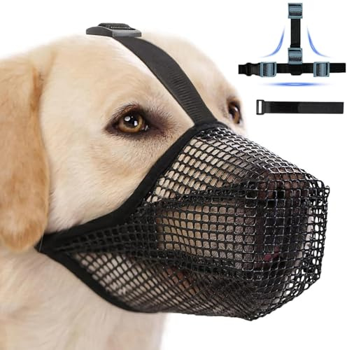 Maulkorb für große Hunde, Maulkorb mittlere Hunde mit Klettverschluss, Atmungsaktive Haustier Maske Hundetraining für Kleine Mittlere große