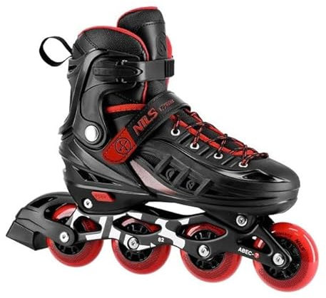NILS Extreme Cypher NA18811A Inline-Skates, Schwarz-Rot, Verstellbare Rollschuhe für Jugendliche und Erwachsene