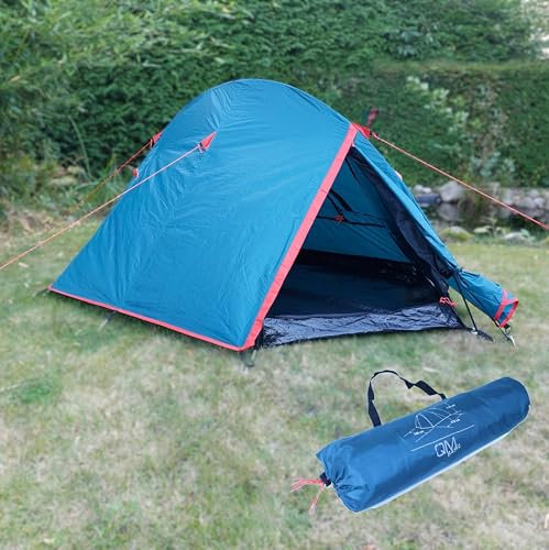 Campingzelt 2 Mann Personen, Kuppelzelt wasserdicht & Winddicht, Ultraleicht kleines Packmaß, Zelt 3-4 Jahreszeiten für Motorrad Fahrrad Trekking Hiking Boot Touren