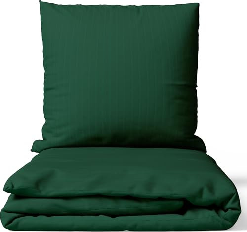 Leonado Vicenti Satin Bettwäsche 200x220 cm Grün | 100% Baumwolle Damast | 4-Jahreszeiten Set mit Kissenbezug 80x80 cm | Premium Qualität | Weich & Hautfreundlich | Mit Reißverschluss