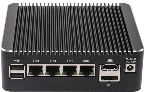 4 Lan i226 2.5G Firewall Micro Appliance, Fanless Firewall Mini PC Twin Lake-N N150, 8010 Fan, HDMI, DP, Type-C, 4xUSB, COM RJ45, AES-NI VPN Router Support pfsense Openwrt, Wifi Slot, Barebone