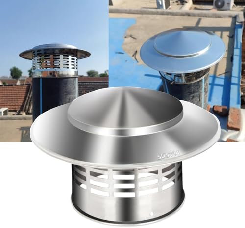 IMUNKT 250mm Comignolo Cappello Conico Tappo Antipioggia, Cappellino per Camino in Acciaio Inox 304, Copertura del Tetto per Camino Esterno(75mm/3inch)