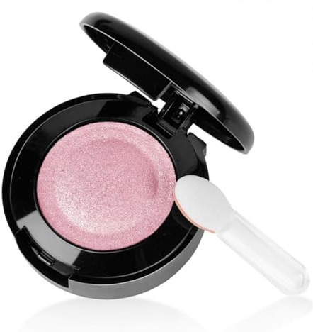 Ombretto rosa brillante singolo, ombretto rosa, ombretto glitterato, ombretto per donne anziane, ricco di colori, con specchio e pennello, trucco a lunga durata per le donne, impermeabile e resistente