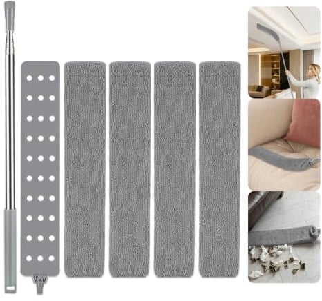 Alitree Staubwedel Teleskop, Teleskop Staubwedel, Lang Ausziehbar 2.5m | Waschbar Staubbesen Gap Dust Cleaner mit 4 Abwaschbaren Tüchern, für Schlafsofa, Möbelboden Haushaltslücke Staub