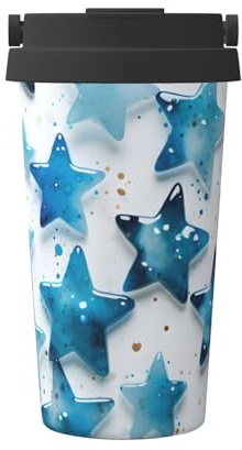Mexpekil Isolierter Kaffeebecher Reisebecher mit auslaufsicherem Deckel Blue Jelly Star Thermobecher für heiße Getränke, 500 ml