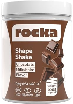 Rocka Nutrition Shape Shake veganes Proteinpulver mit Glucomannan | Veganer Protein Shake mit Ballaststoff zum Abnehmen | Daily Weight Loss Support | 100% Geschmack (600 g, Chocolate Milkshake)