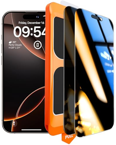 TOCOL for iPhone 16 Pro Max Privacy Screen Protector, 25°Anti Spy | 9H+ Tempered Glass, 8FT Military Grade Shatterproof Protection, Anti-Scratch Bubble-Free, Case Friendly, 2 Pack
