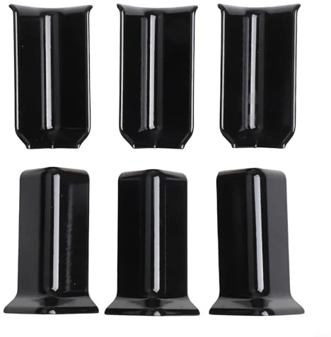 Beatanug Baseboard Corner Blocks, Decorative Baseboard Joints, ABS Wall Trim Connectors for 8-10cm Skirting Boards, 3 Inside and 3 Outside Corners(M Black)
