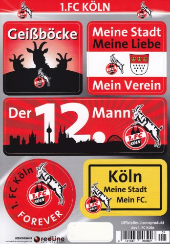 1. FC Köln kompatibel Aufkleberset 5 einzelne Aufkleber auf Bogen