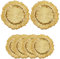 WedDecor Round Charger Plates Centerpiece Glass Presentation Plate Set Dinner Table Decorations Weddings Banquets Christmas Dining Parties Tableware, 33cm, Gold with Vintage, 6pcs