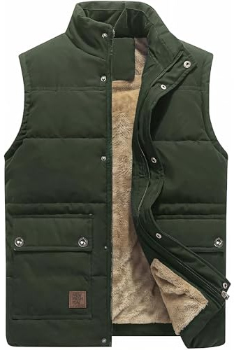 KEFITEVD Men's Warm Fishing Body Warmer Spring Winter Photography Hunting Gilet Fleece Waistcoat Green, 2XL
