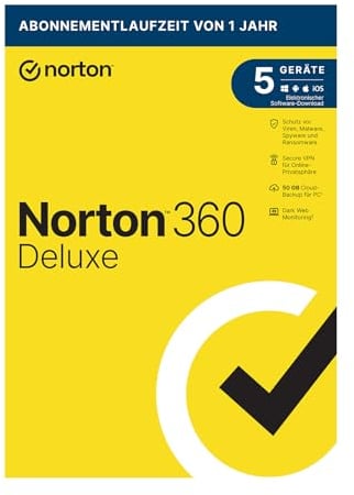 Norton 360 Deluxe 2025 | 5 Geräte | 1 Jahr | Aktivierungscode in Originalverpackung
