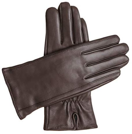 Downholme Vegane Lederhandschuhe für Damen (Braun, L)